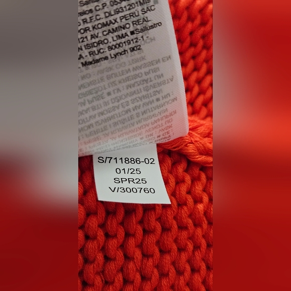 EUC Banana Republic Organic Cotton V-Neck Sweater Relaxed Blood Orange Sz Small - Picture 7 of 12